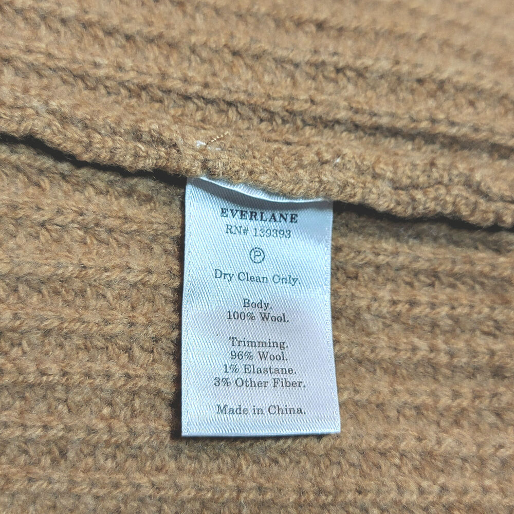Everlane The Half-Zip Wool Ribbed Knit Sweater Long Sleeve Camel Tan S Classic - Picture 14 of 16
